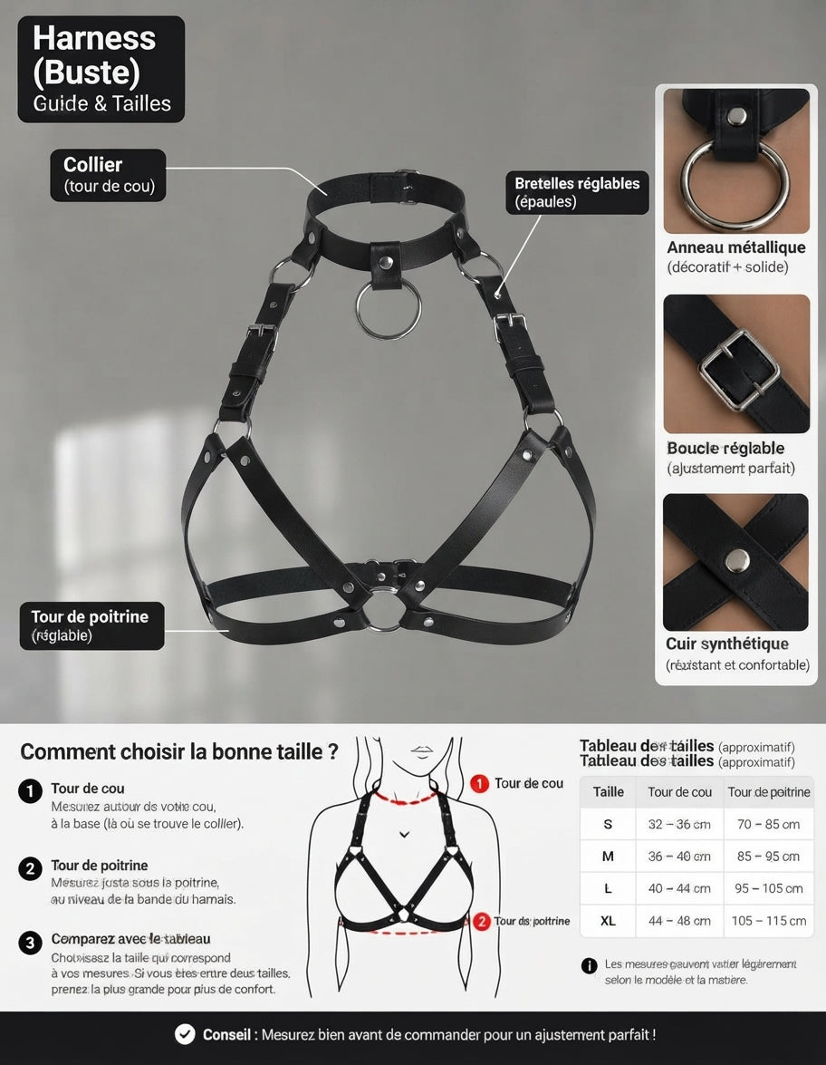 Harnais Buste en Cuir Fait Main