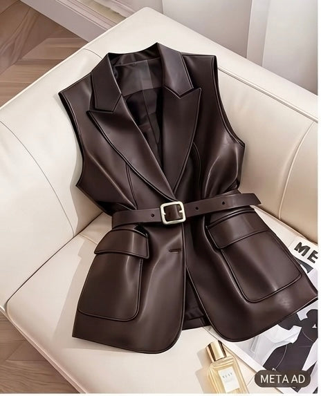 Gilet Cuir Élégant