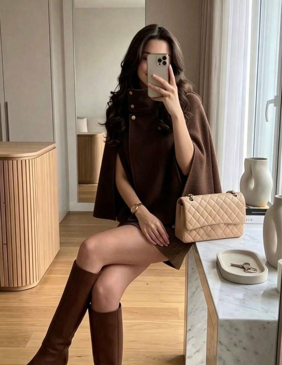 🤎 Élégance d’hiver | Cape Coat