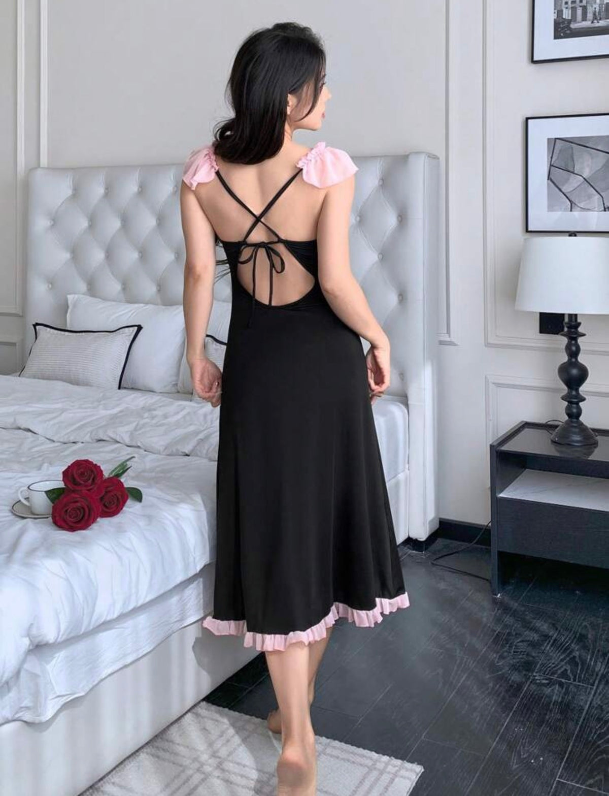 🖤 Black & 🎀 Pink Night Dress
