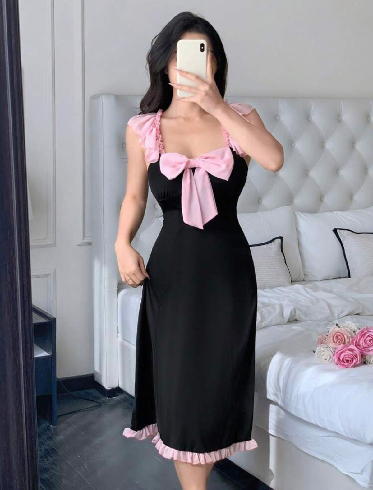 🖤 Black & 🎀 Pink Night Dress